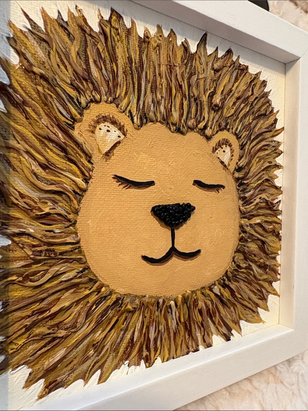Hand Painted Lion Safari Nursery Framed Wall Art